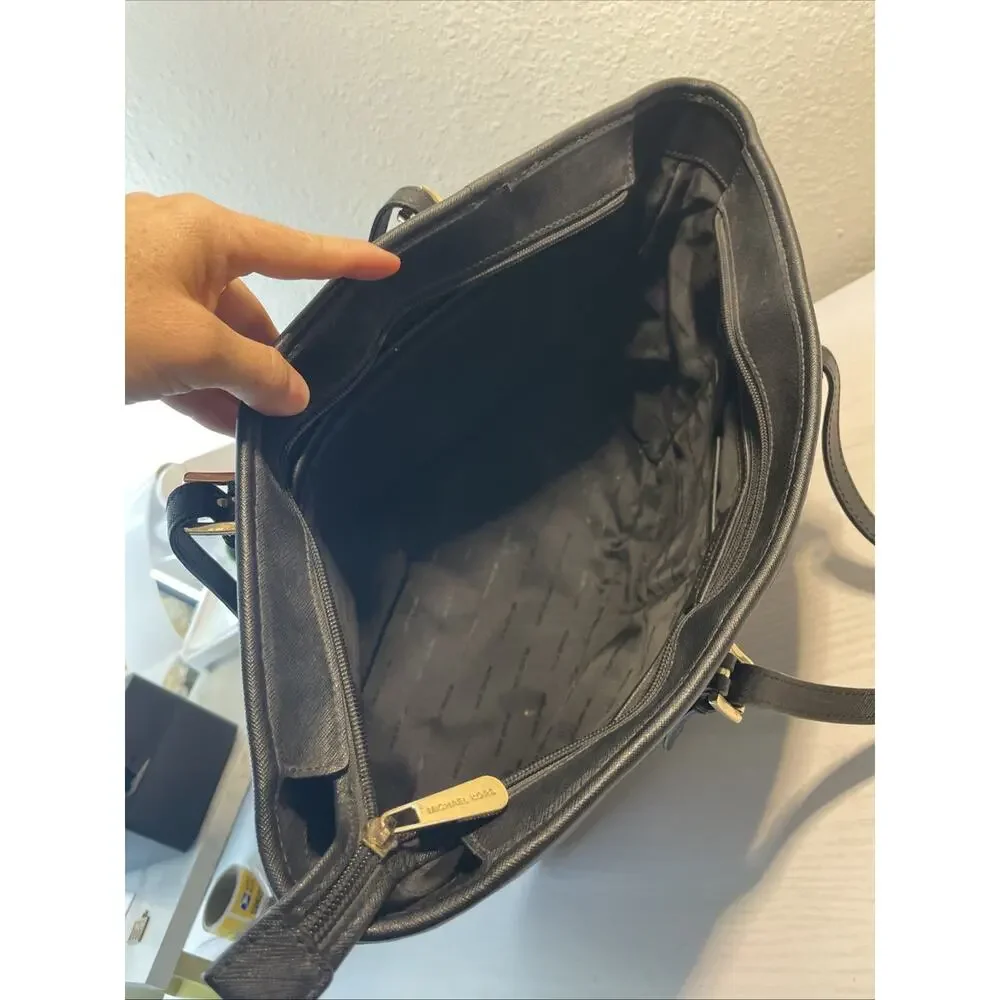 Michael Kors Saffiano Black Tote Bag Purse Carry-all Travel Bag